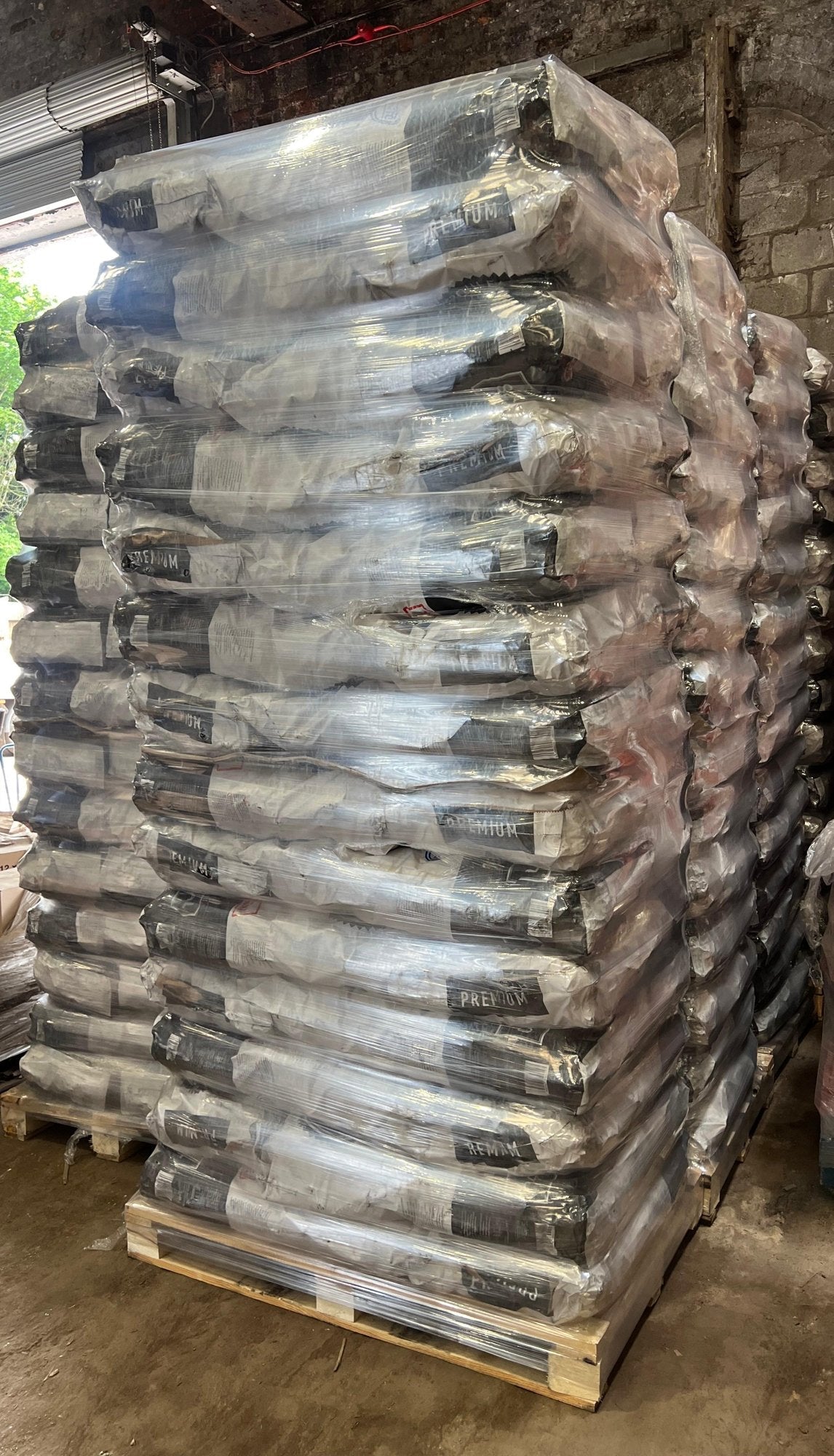 Wrapped pallets of Globaltic charcoal ready for dispatch