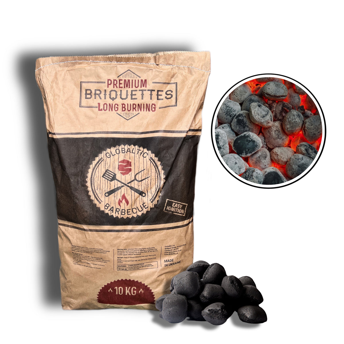 Birch Charcoal Briquettes 10kg - Globaltic