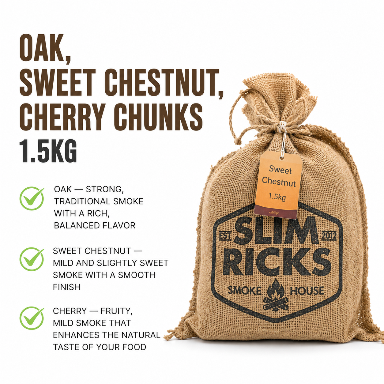 Oak, sweet chestnut, cherry chunks 1.5kg